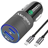 Meagoes Fast Charging Car Charger, Compatible with Google Pixel 3 XL/3/3a XL/3a/2 XL/2, Pixel XL/C, Power Delivery & Quick Charge 3.0 Enabled, 18W PD Car Adapter with USB C to C Rapid Charge Cable