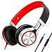 Sound Intone HD200 Headphones with Microphone Lightweight Folding Stereo Earphones for iPhone,PC,Laptop, Android Smartphones,Tablet (Black/Red)