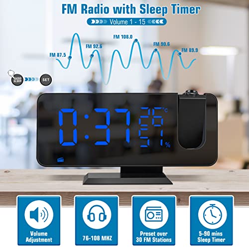 Clock Radios, Projection LED Digital Alarm Clock, Dual Clock Snooze