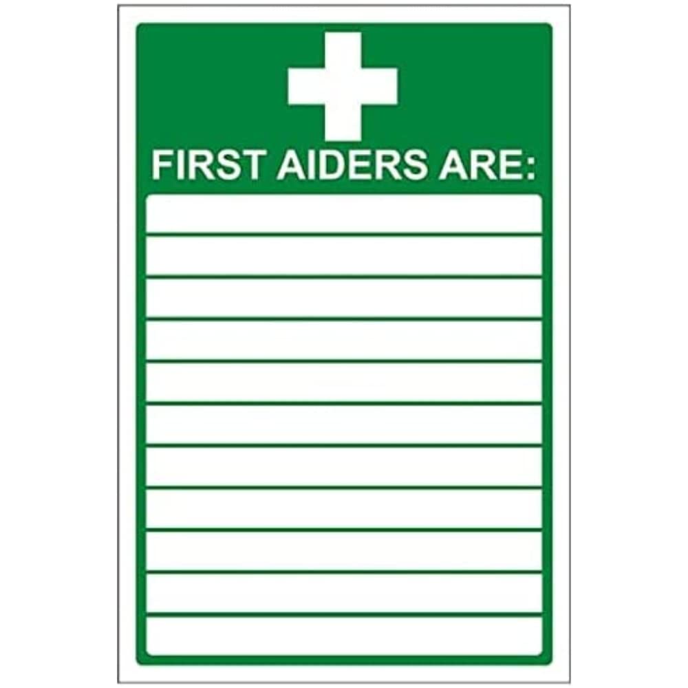 V Safety First Aid General - First Aiders are - 200 x 300 mm Safety Sign — image 1