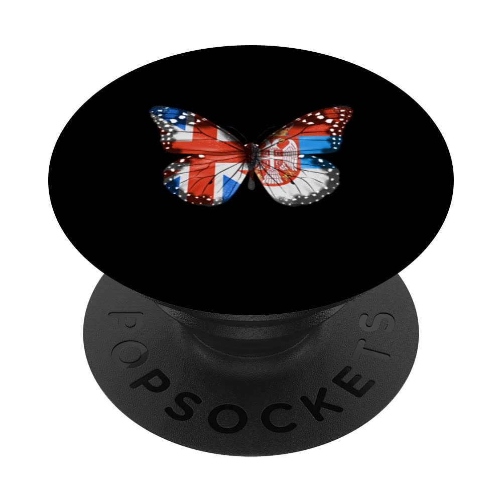 British Serbian Flag Butterfly PopSockets Swappable PopGrip