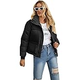 Mincib Women's Cropped Puffer Jacket Stand Collar Winter Warm Puffy Quilted Jackets Coats