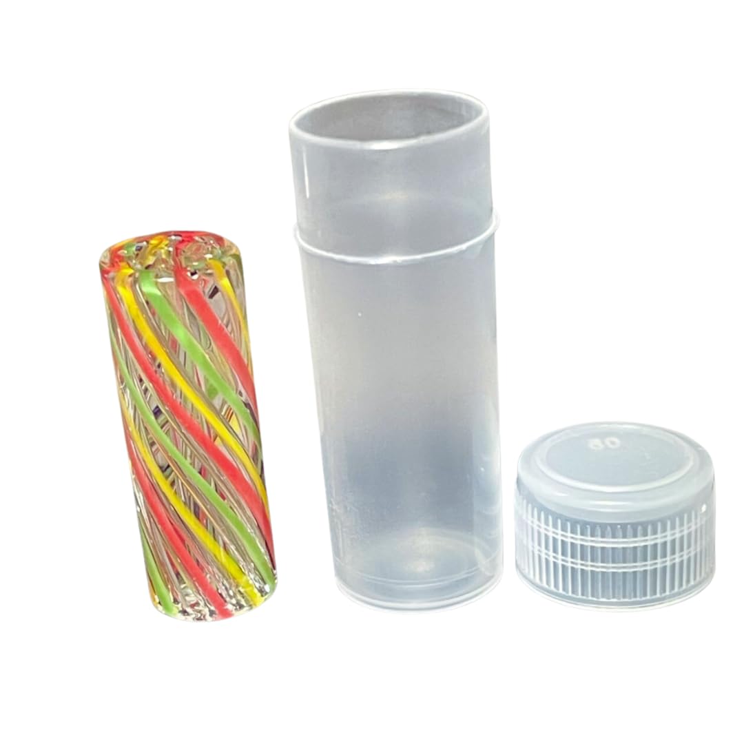 1 x Rasta Design Glass Twisted Filter Tip | 11mm x 30mm | 9 Holes | Easy to Clean Reusbale | Red - Green - Yelow Filter Tips | (1 Piece)