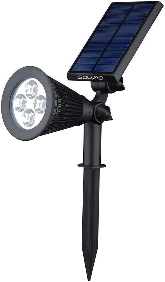 SOLVAO Solar Spotlight (Upgraded) - Ultra Bright, Waterproof, Outdoor LED Spot Light with Auto On/Off Function - Best Sun Powered, Rechargeable Uplight for Lighting Flag Pole, Landscape, Yard & Garden - - 