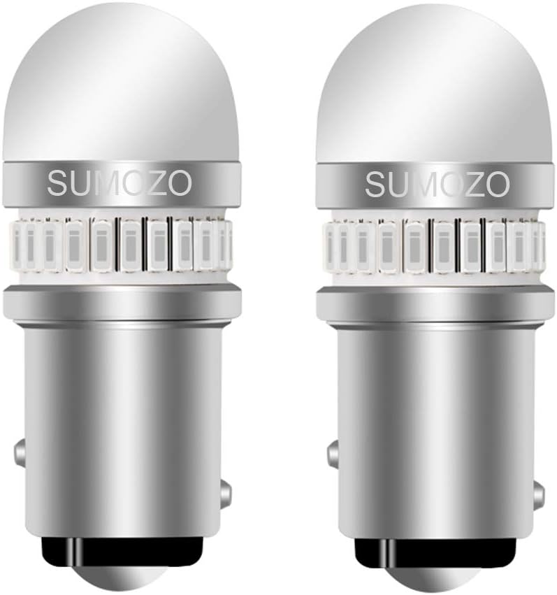 SUMOZO 1157 1157A 7528 2057 2357 BAY15D P21/5W Led Bulbs 24Smd 4014 6Smd 3030 For Turn Signal,Back Up Reverse Lights,Brake Lights,Tail Lights,Rv lights,Red,Pack of 2