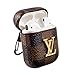New Luxury Designer PU Leather Fashion Graphic Style Full Protective Cover for Apple Airpods Wireless Headset Charging Box with Hook Handle (Brown) ... (Bronze)