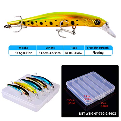 Floating Minnow Angelköder Kit Topwater Hard Bait Crankbait Swimbait mit Tackle Box für Forellen, Barsch, Zander… – Bild 3