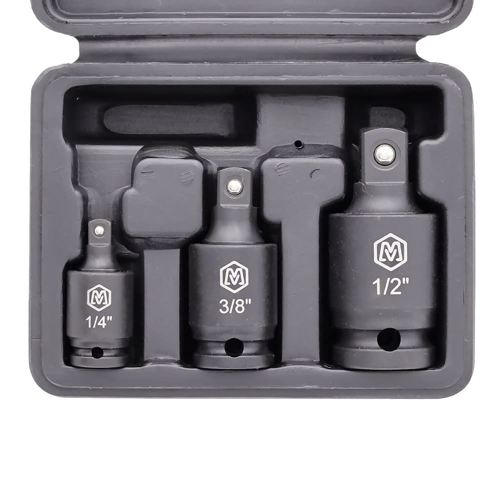 MichaelPro 3-Piece Impact Grade Universal Joint Pin-Free Locking Swivel Socket Adapter Set, 1/4", 3/8", 1/2" Drive | U Joint Sockets to Access Hard to Reach Fasteners | MP005026