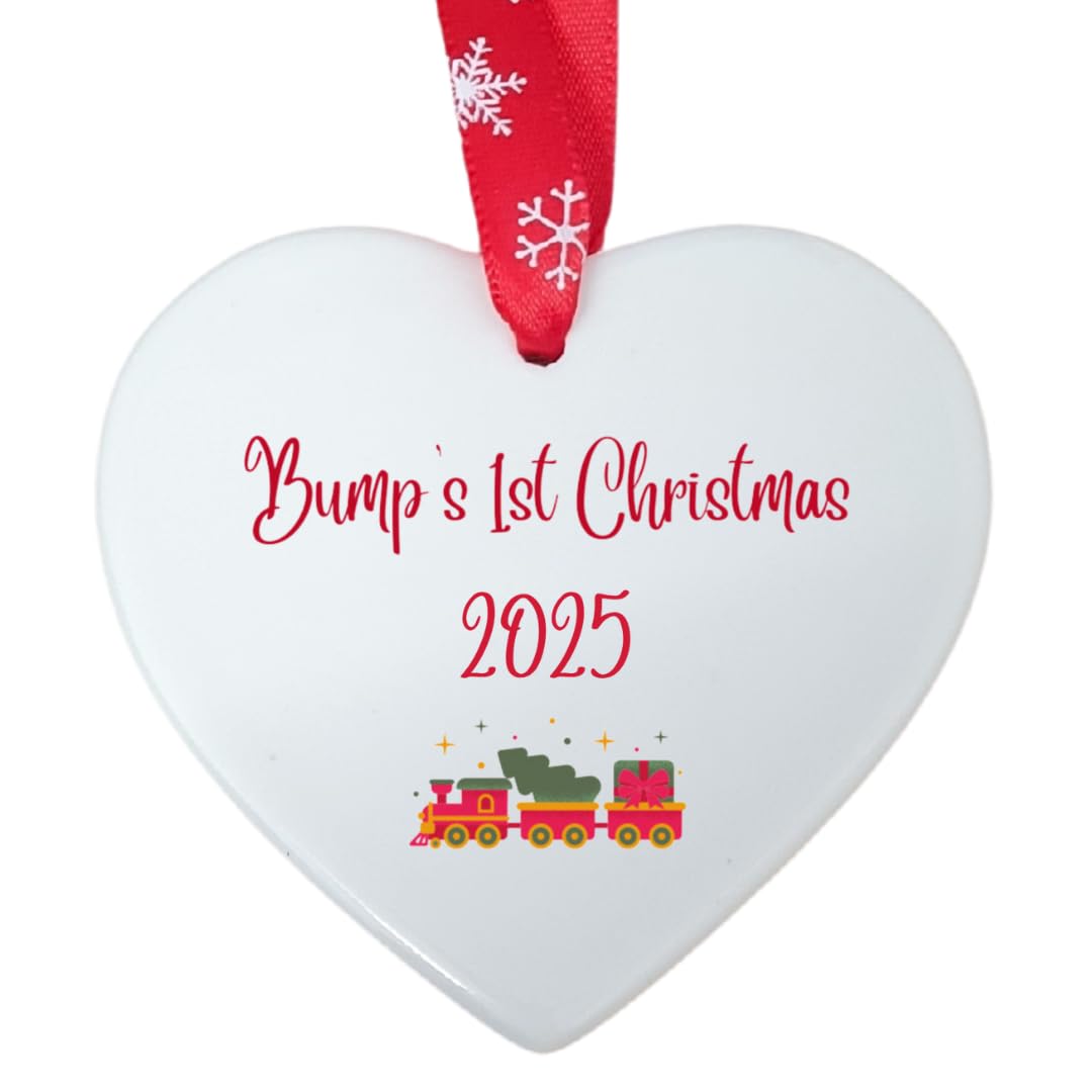 Second Ave Bump's First Christmas White Ceramic Hanging Heart Christmas Xmas Tree Decoration Bauble