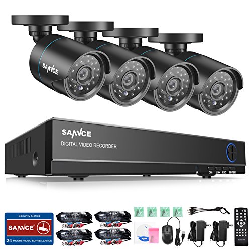 SANNCE 720P Outdoor Surveillance Camera System and (4) 1280TVL Bullet CCTV Camera with 8 Channel 1080N DVR,HDMI/VGA Output,USB Backup,Email Alarm,Remote Play Back(NO Hard Drive)