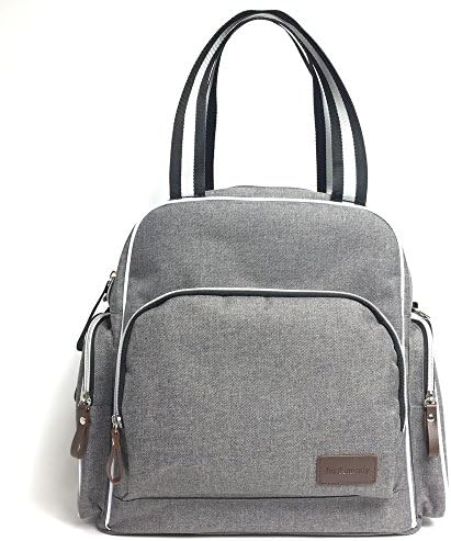 JustHonesty Diaper Bag Large Capacity Waterproof Diaper Backpack for Women &amp; Men, 14 Pockets, Gray,15.5(L)6(W)15(H)Inch
