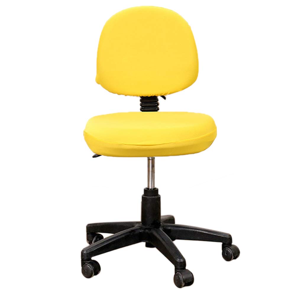 Photo 1 of TOPINCN Office Computer Chair Covers, Split Stretchable Seat Cover Universal Split Rotating Swivel Chair Slipcover Protector 2 Piece, Office Chair Backrest Cover Rotating Chair Seat Cover (Yellow)
