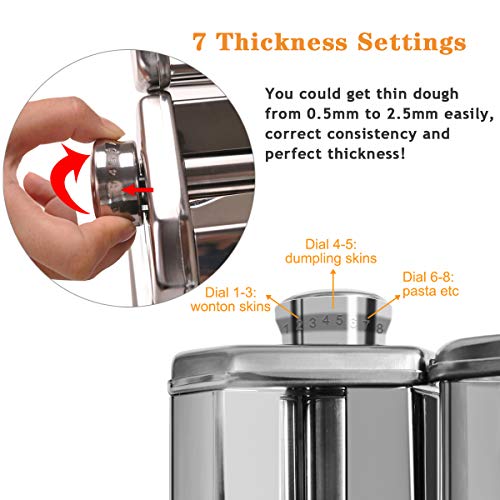 Pasta Maker, Manual Hand Crank Pasta Machine, Washable Stainless Steel