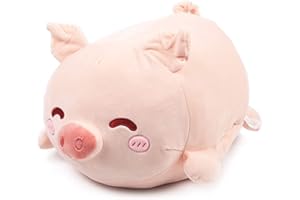 ARELUX Pig Plush Pillow Stuffed Animal Snuggly Pillow Cute Plush Toy Snuggle Buddy Pig Plushie Kawaii Soft Hugging Pillow for Kids Boys Girls 17.7in