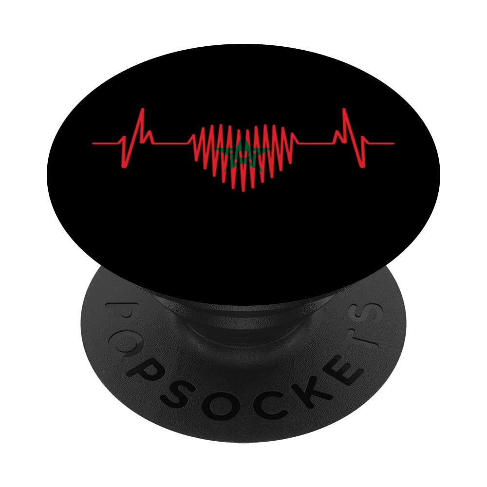 Heartbeat Design Moroccan Flag Morocco PopSockets Swappable PopGrip