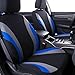 CAR PASS Line Rider Sporty Cloth 11PCS Universal Fit Car Seat Cover -100% Breathable with 5mm Composite Sponge Inside,Airbag Compatible,3zipper Bench(Full Set, Black and Blue)