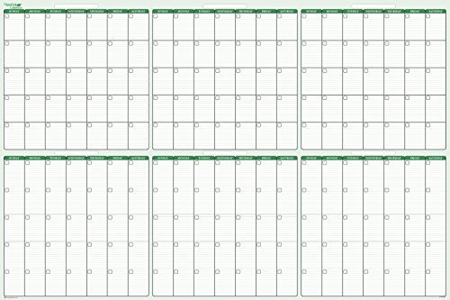 PlanetSafe Calendars Earth Green 180-Day Dry Erasable Wall Planner - 6-Month Erasable Calendar - Large Monthly Planner - 1/2 Year Planner for Home, Office, and Classroom (Horizontal, 32" x 48")