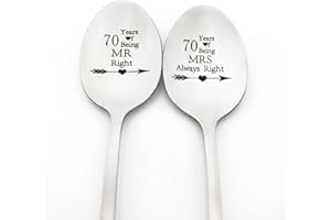 70th Anniversary Spoon Gifts for Couples 70 Year Wedding Anniversary Spoon Gift for Husband Wife Parents Grandparents 70th An