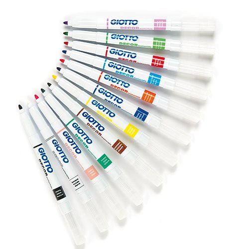 Baker Ross Giotto Decor Pens 12 Assorted Waterbased Colours Suitable for Children to Paint on Most Surfaces(Pack of 12)