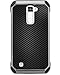 LG K10 Case, LG Premier LTE L62VL L61AL Case, BENTOBEN 2 in 1 Hybrid Hard PC TPU Bumper Carbon Fiber Texture Chrome Shockproof Protective Case for LG K10 (2016) / LG Premier LTE L62VL L61AL, Black