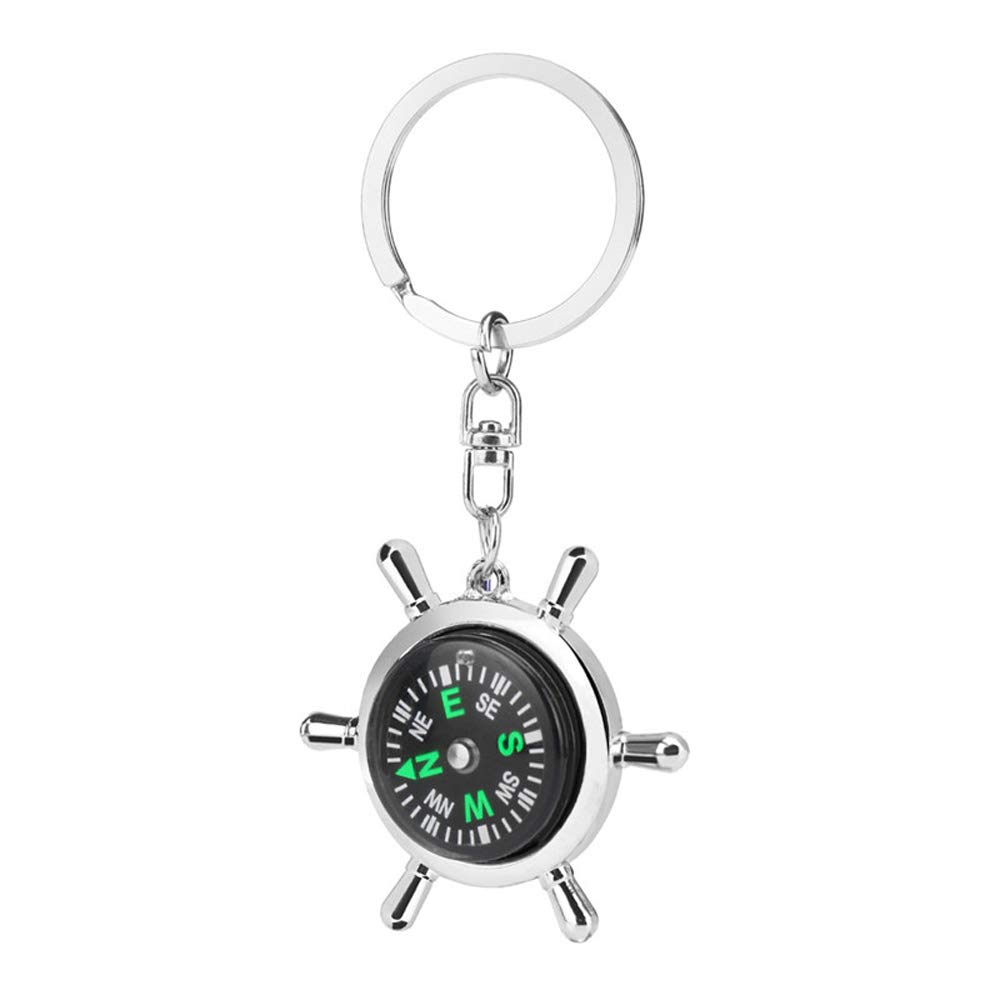 IKAAR Compass Outdoor Navigation Mini Compass Keyring for Camping Hiking Wild Survival Travel Gift Silver