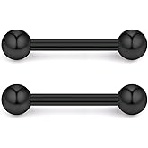 Ruifan 316L Stainless Steel Nipple PA Tongue Shield Barbell Ring Bar Body Piercing Retainer 12G 14mm 2-12PCS