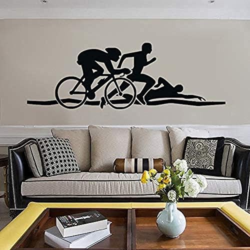 Zbzmm Triathlon Athletics Wallpaper Swimming Running Cycling Transfer Vinyl Wall Stickers Decorative S Sport Stickers for Kids45*135Cm