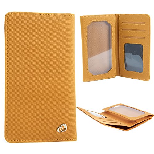 Bi-fold Univeral Textured Men's Wallet Case Fits Samsung SGH-i537 Galaxy S 4 Active, SHV-E470S, SHV-E510S, SM-G7102 Grand 2 Duos ::TAN::