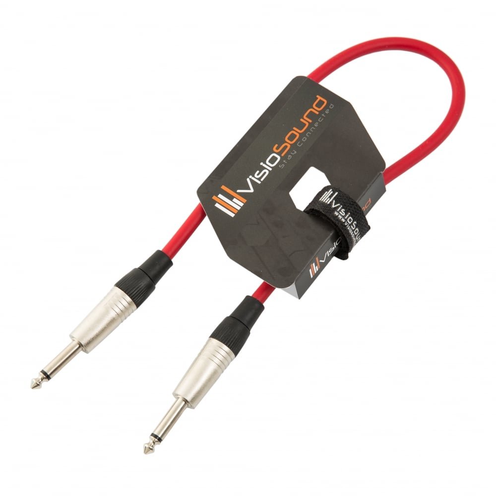 VisioSound Guitar Lead 6.35mm Mono Jack to Jack/Instrument Cable/Patch Lead / 6 Colours 0.5m Red