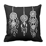 Decors Square Decorative Throw Pillow Case Cushion Cover Black and White Bohemian Dreamcatchers Throw Pillow 16 X 16 Two Sides Printed