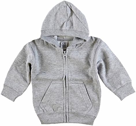 Kiddy Kats Baby Hooded Sweatshirt Cotton Full Zipper Infant Hoodie with Kangaroo Muff Pockets Steel, 24 Months