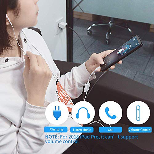 USB C to 3.5mm Headphone Charge Adapter Compatible for Pixel 2/2XL/3/3XL, iPad Pro 2018, HTC, Essential Phone and More