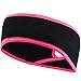 TrailHeads Women’s Ponytail Headband | Fleece Earband | Winter Running Headband - black/bright coral