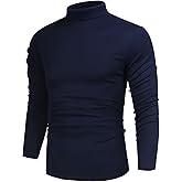 Poriff Men's Casual Mock Neck Tops Long Sleeve Slim Fit Turtleneck Pullover Sweaters