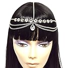Silver Tone Womens Tear Drop Rhinestone Accent Head Chain Jewelry IHC1032R