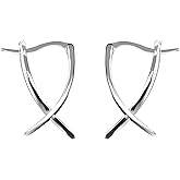 Silver X Hoop Earrings for Women Minimalist Lightweight X Earrings Jewelry