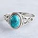 sandywident Genuine Women's 925 Sterling Silver Ring Oval Cut Natural Bohemia Turquoise Jewelry Birthday Proposal Christmas Gift Hollow Engagement Party Band Rings Size 6-10