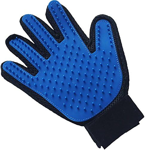 Glifecano Best Pet Grooming Glove - Pet Grooming Tools - Pet Deshedding Glove 180 Silicone Grooming Tips (Blue) - Perfect For All Dogs, Cats &amp; Horses With Long &amp; Short Fur