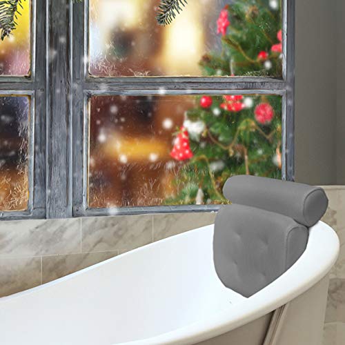 ESSORT Bathtub Pillow, Large Spa 3D Air Mesh Bath Pillow, Luxury Comfortable Soft Bath Cushion Headrest, for Head Neck Shoulder Support Backrest, Fits Any Size of Tubs, Jacuzzi (Gray) - Thumbnail 4