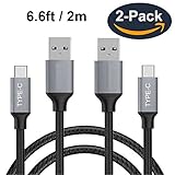 USB Type C Cable, USB C Cable(6.6ft) Nylon Braided Fast Charger Cord (USB 3.0) for Samsung Galaxy S8,S8 Plus,LG G6 G5,Google Pixel XL, Nintendo Switch, Nexus 6P, Macbook12