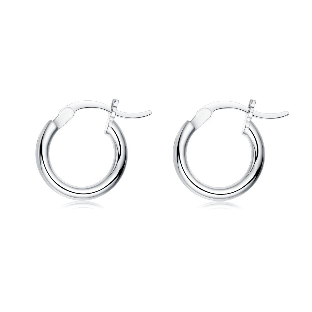 Small Hoop Earrings for Women Teen Girls Sensitive Ears Sterling Silver 2mm Tiny Round-Tube Fashion Huggie Tiny Hoops Hypoallergenic Minimalist Jewelry Stylish Gifts Birthday Girlfriend Bff 12mm