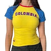 Vintage Graphic Baby Tees for Women Brazil Shirt Y2k Tops Mexico Crop Top Jersey 2000s Summer Going Out Tops