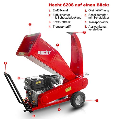 Hecht Benzin Häcksler mit kraftvollen 7,0 PS 4-Takt Motor und 208 ccm - ideal für dickes und sperriges Holz/Ãste â Mit moderner und brandneuster Technik â Häcksler Benzin (Häcksler Benzin Rot) – Bild 3