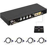 CKLau KVM Switch HDMI 4 Port with USB Hub, Audio and 4 KVM Cables, 4 Port HDMI KVM Switch Support 4K@60Hz 4:4:4, EDID Support