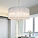 LightInTheBox Modern Silver Crystal Pendant Light in Cylinder Shade Drum Style Home Ceiling Light Fixture Flush Mount Pendant Light Chandeliers Lighting for Bedroom Living Room Dining Room Guest Room