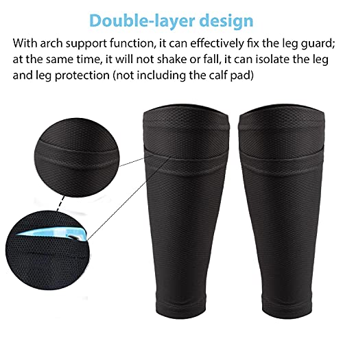 TOBWOLF 2 Pairs Soccer Shin Guard Socks, S Size, Breathable Soccer Shin Guard Sleeves with