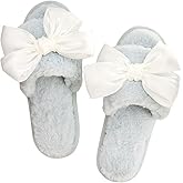 Bella Sleep + Spa Women’s Plush Open-Toe Slippers - Fuzzy House Slides with Large Velvet Bow