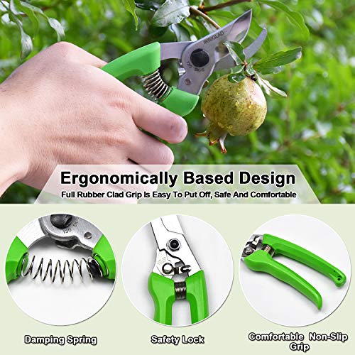 IRRIGLAD 130 Professional Pruning Shears, Gardening Scissors, Hand Pruners, Garden Clippers, Stainless Steel Blades, 7" Heavy Duty Tree Trimmers, Safety Lock