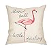 Fjfz Stand Tall Little Darling Watercolor Flamingo Motivational Sign Inspirational Quote Cotton Linen Home Decorative Throw Pillow Case Cushion Cover Sofa Couch, 18