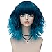Probeauty Lolita 40CM Short Curly Fashion Women Mixed Brown Anime Cosplay Wig + Wig Cap (Teal Blue F2B)